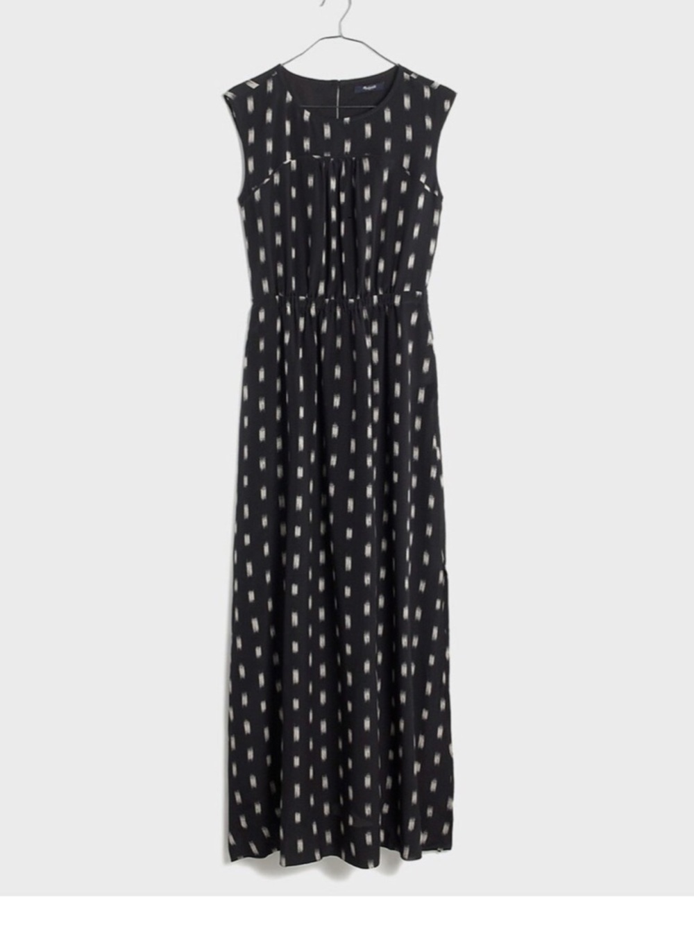 Madewell Women’s Ikat  Brushed Silk Maxi Dress Black/Cream SZ: 10 - Picture 3 of 11